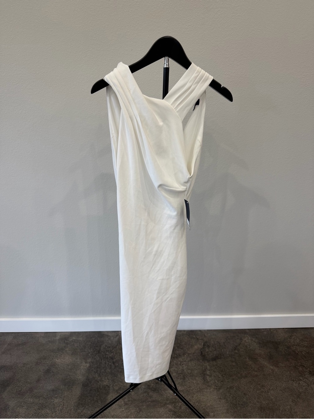 RACHEL Rachel Roy White One-Shoulder Draped Midi Dress